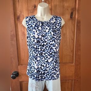 Calvin Klein Navy and White‎ Patterned Blouse
